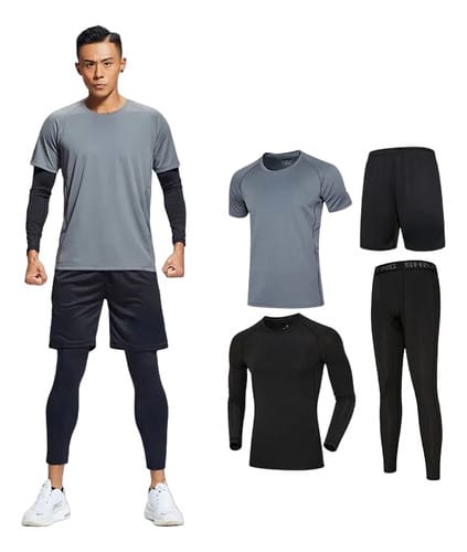 Conjunto hombre short + calza larga + 2 remeras