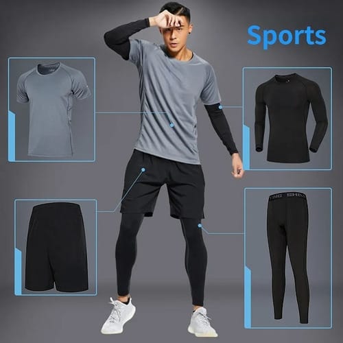 Conjunto hombre short + calza larga + 2 remeras