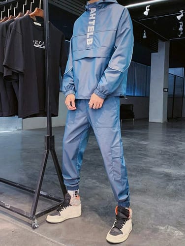 Conjunto hombre nylon buzo y pantalon azul AHTELB