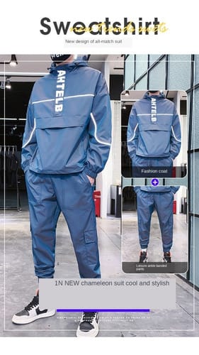 Conjunto hombre nylon buzo y pantalon azul AHTELB