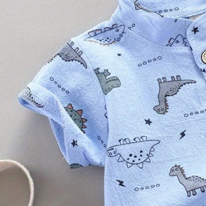 Conjunto niño short y camisa dinos