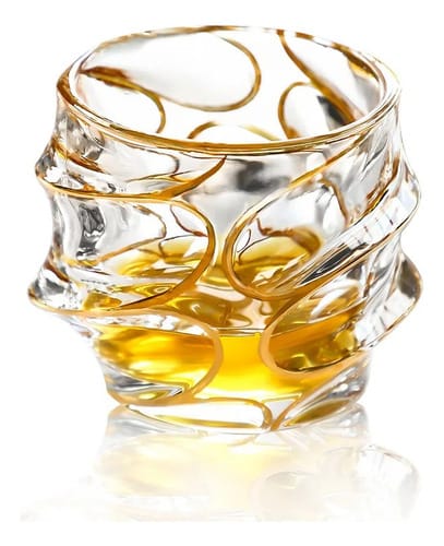 Vaso de cristal linea dorada
