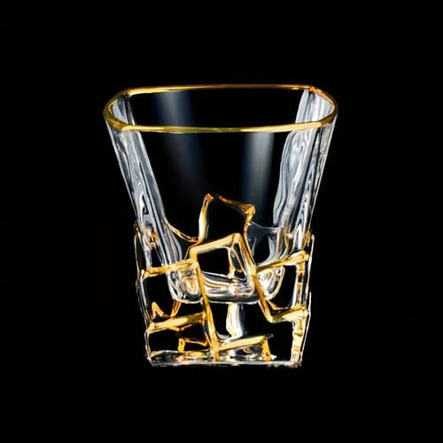 Vaso de cristal linea dorada