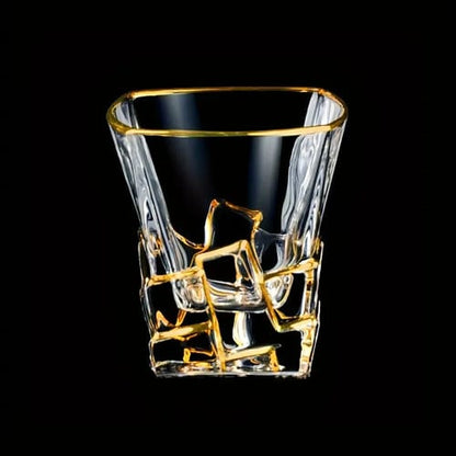 Vaso de cristal linea dorada