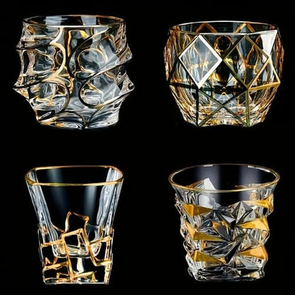 Vaso de cristal linea dorada