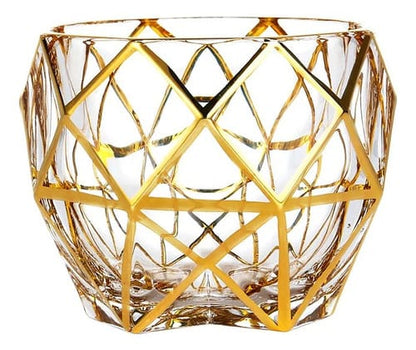 Vaso de cristal linea dorada