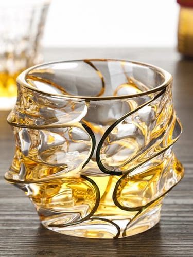 Vaso de cristal linea dorada