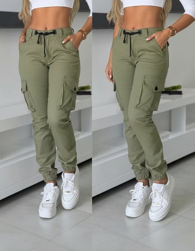 Pantalon dama cargo tactico puños y correa cintura