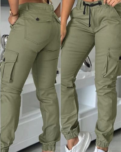 Pantalon dama cargo tactico puños y correa cintura
