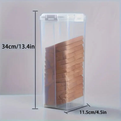 Panera Contenedor Transparente Hermético con Tapa para Pan Casero. Caja para Pan de Sándwich. Conservador Alto de Pan para Cocina.