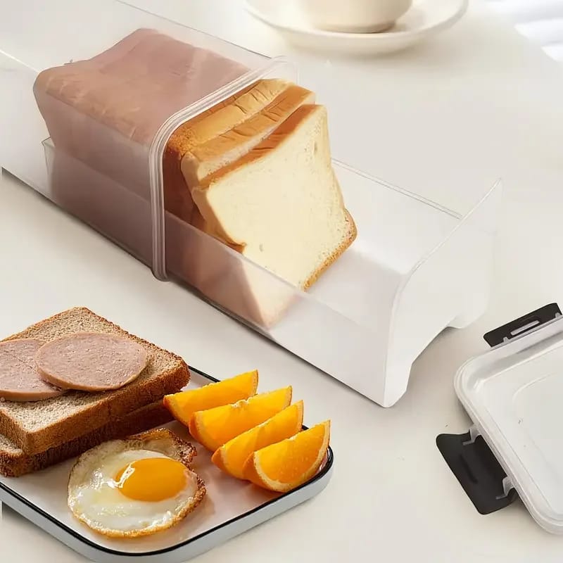 Panera Contenedor Transparente Hermético con Tapa para Pan Casero. Caja para Pan de Sándwich. Conservador Alto de Pan para Cocina.