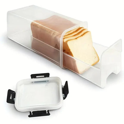 Panera Contenedor Transparente Hermético con Tapa para Pan Casero. Caja para Pan de Sándwich. Conservador Alto de Pan para Cocina.