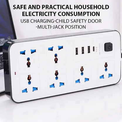 alargue  zapatilla de 6 enhcufesenchufes + 4 usb  Plugiin  universalde 2M EE.UU.-Europeos 