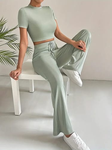 Conjunto dama deportivo top pantalon elefante