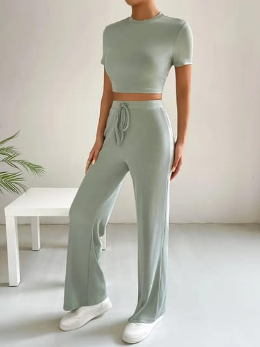 Conjunto dama deportivo top pantalon elefante