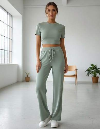 Conjunto dama deportivo top pantalon elefante