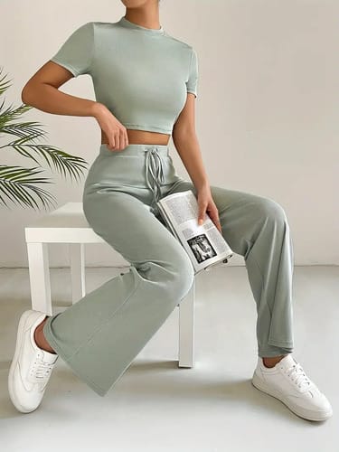 Conjunto dama deportivo top pantalon elefante