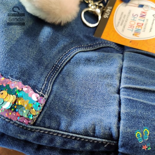 Short niña lentejuelas jean