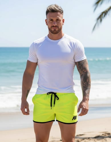 Short hombre verde fluo
