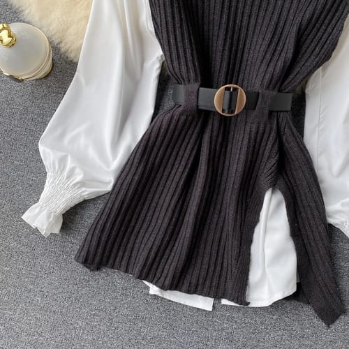 Conjunto dama chaleco con faja camisa y jean