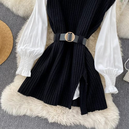 Conjunto dama chaleco con faja camisa y jean