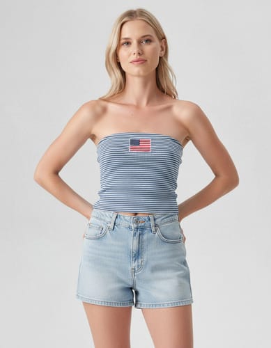 Top dama algodón rayado usa