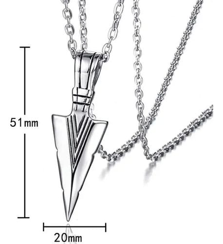 Cadena hombre mostacillas metálicas con  dije flecha vikinga