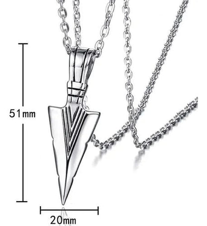 Cadena hombre mostacillas metálicas con  dije flecha vikinga