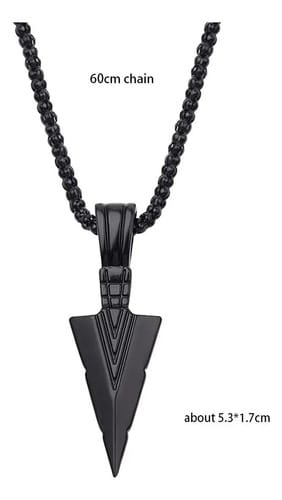 Cadena hombre mostacillas metálicas con  dije flecha vikinga