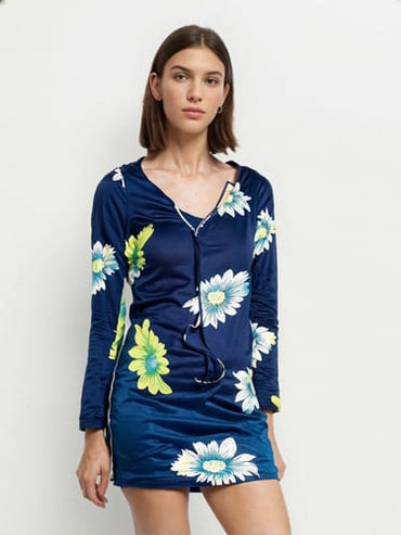 Vestido manga larga con flores grandes Capella