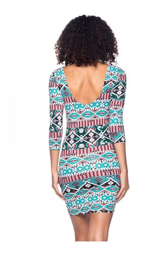 Vestido manga 3/4 estilo azteca bordo Capella