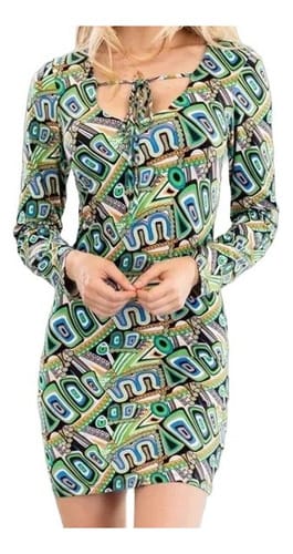 Vestido manga larga estilo azteca anaranjado Capella