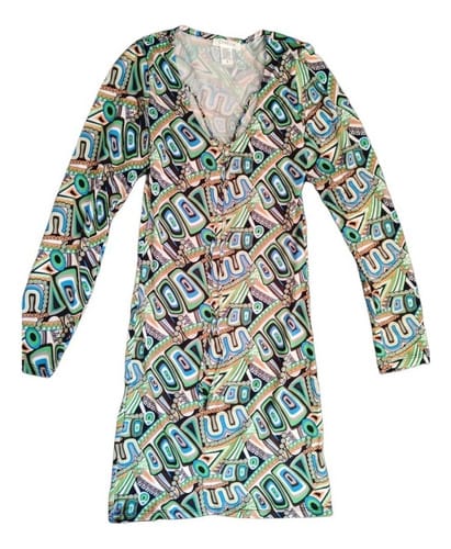 Vestido manga larga estilo azteca anaranjado Capella