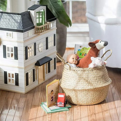 Maceta yute / ratan con asas diseño vasija 