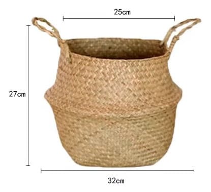 Maceta yute / ratan con asas diseño vasija 