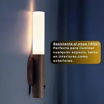 Lampara led en tubo magnetica de madera recargable con sensor de momiviento