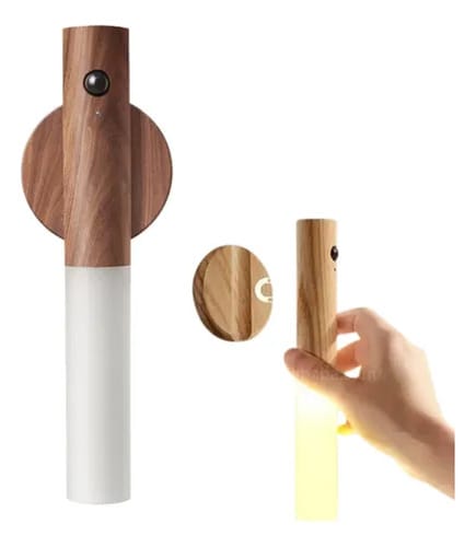 Lampara led en tubo magnetica de madera recargable con sensor de momiviento