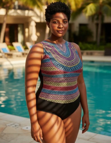 Bikini dama entero azteca espalda negro