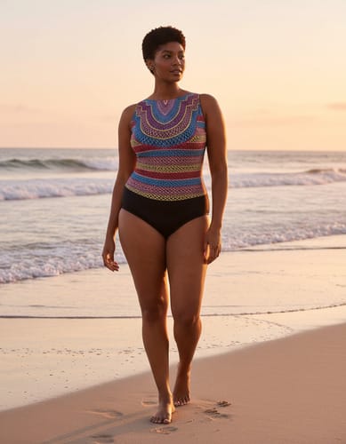 Bikini dama entero azteca espalda negro