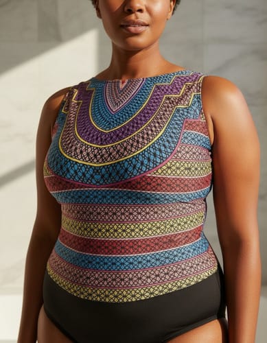 Bikini dama entero azteca espalda negro