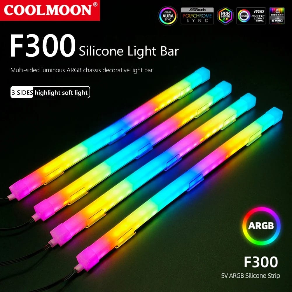 Tubos LED RGB Coolmoon de F300 para Gabinete PC