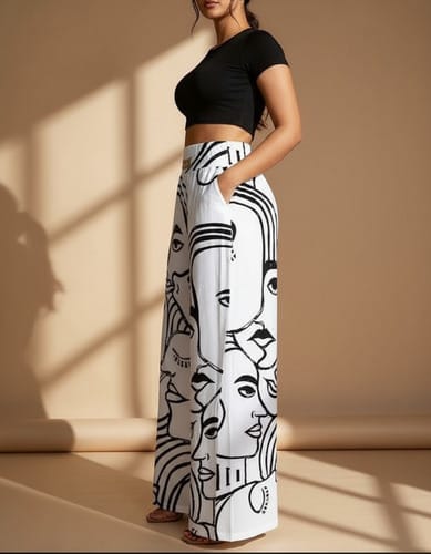 Pantalon dama pata elefante cinto de broche