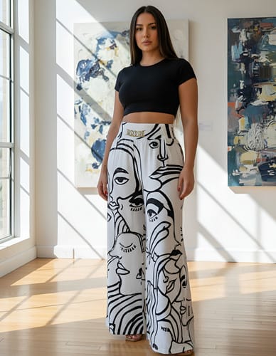 Pantalon dama pata elefante cinto de broche