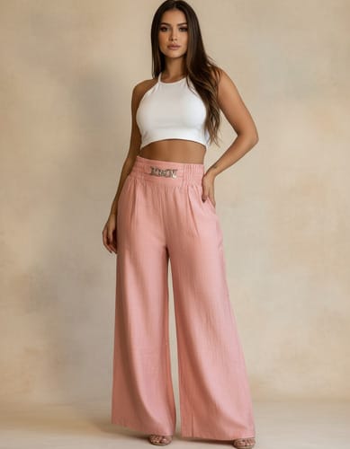 Pantalon dama pata elefante cinto de broche