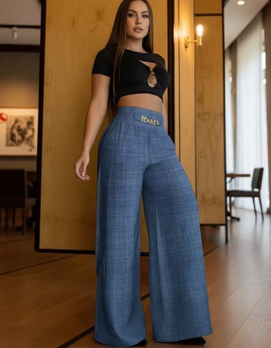 Pantalon dama pata elefante cinto de broche