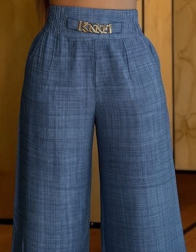 Pantalon dama pata elefante cinto de broche