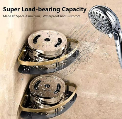 Estante de baño montado en pared detalle dorado