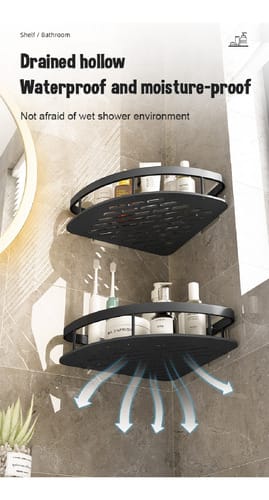 Estante de baño montado en pared detalle dorado