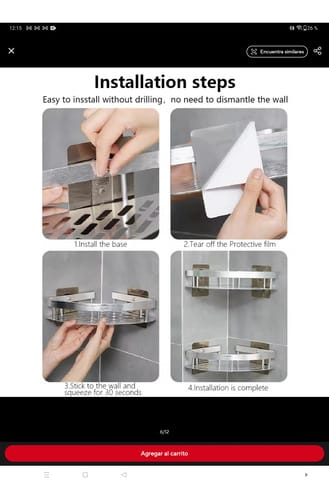 Estante de baño montado en pared detalle dorado