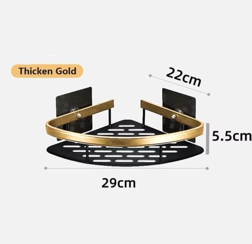 Estante de baño montado en pared detalle dorado